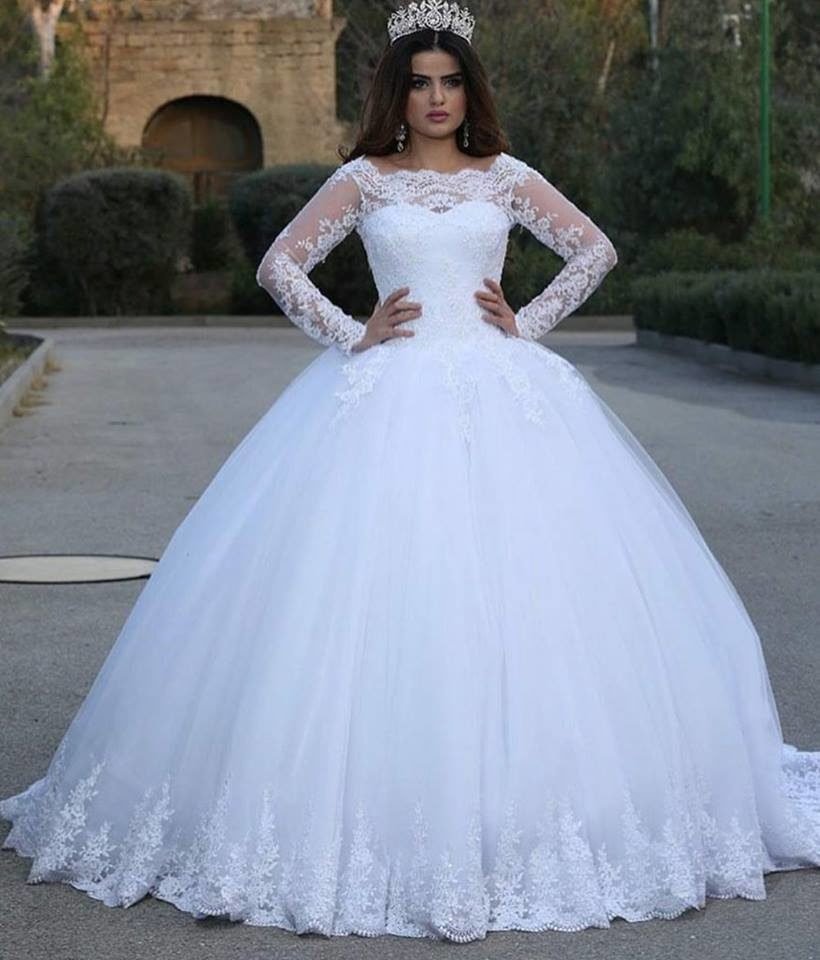 Cross-border Source White Vintage Lace Applique Wedding Dress - RICALOUX