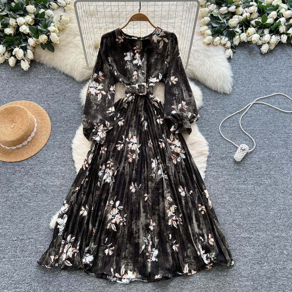 Womens French-style Vintage Chic Printed Dress by Ricaloux