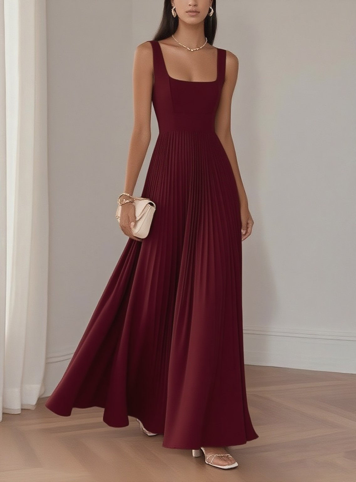 European And American Womens Elegant Pleated Dress – Premium 0 | RICALOUX