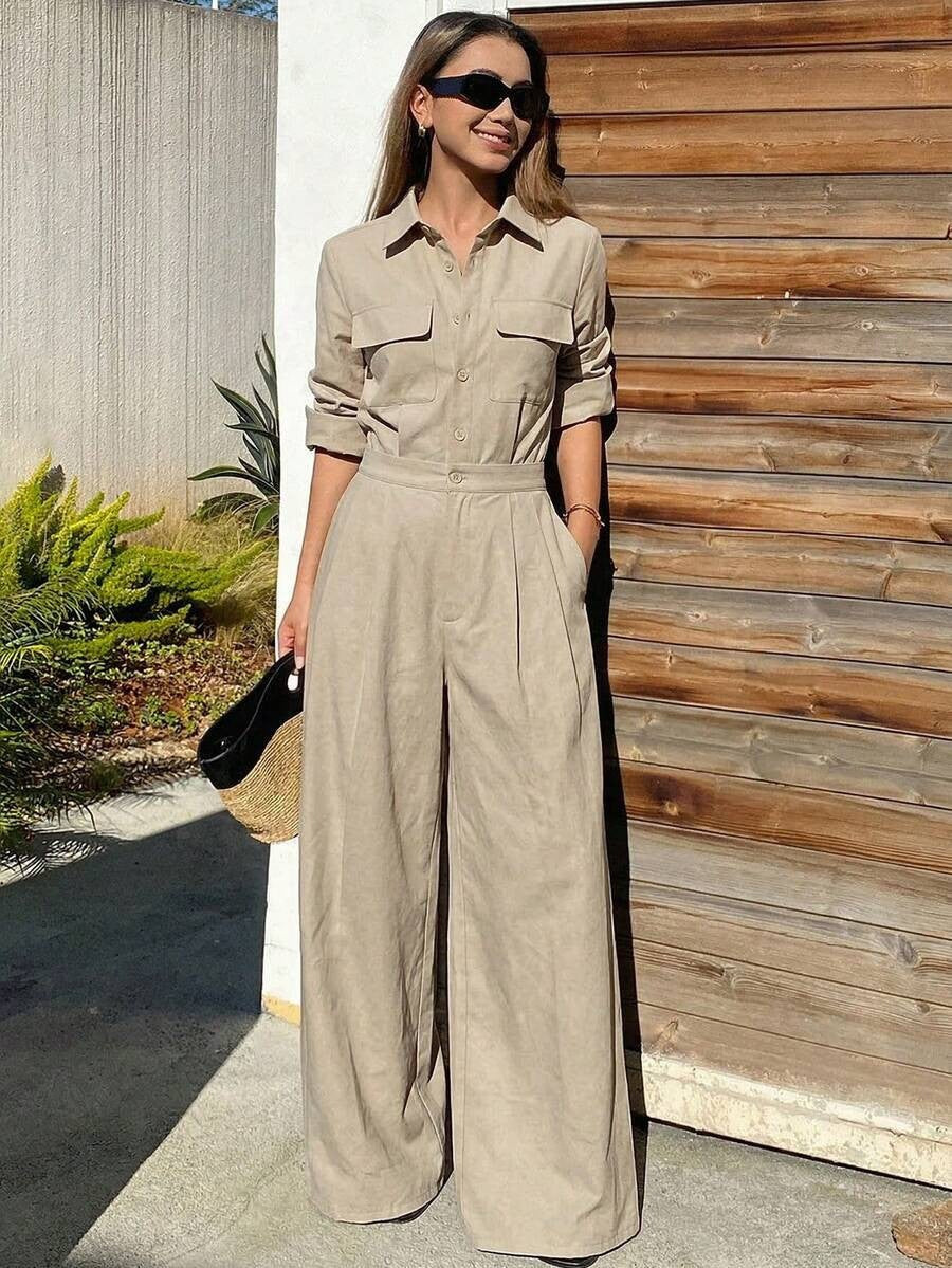 Autumn New Style Workwear-inspired Lapel Jumpsuit For Women – Premium 0 | RICALOUX