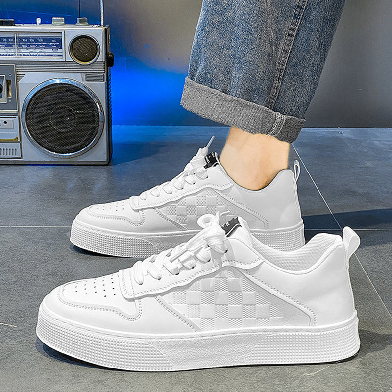 Casual Lace-up Sneakers Men Fashion Breathable Plaid Flats Shoes by Ricaloux