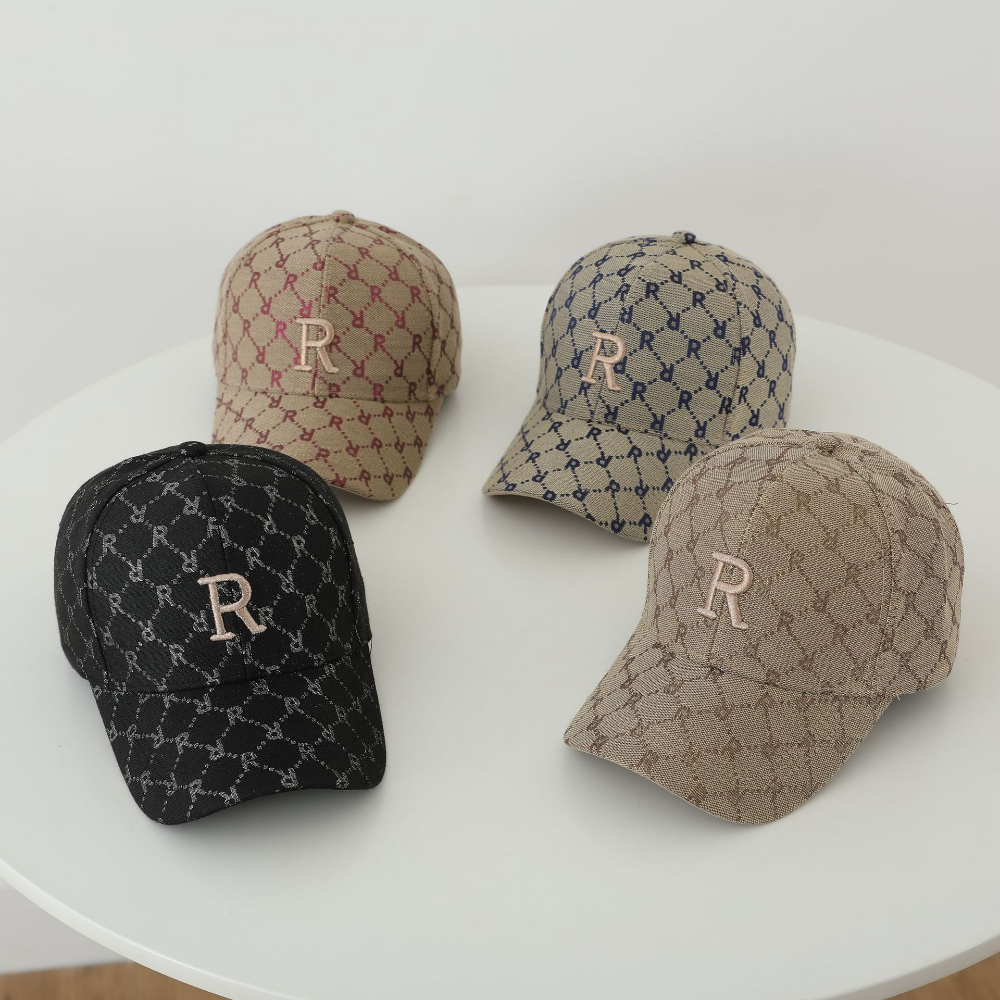 Single-color R Letter Fully Printed Embroidered Adjustable Fashionable Casual Bowler Baseball Cap Suitable For Going Out For Outings, Shopping by Ricaloux