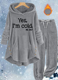 Solid-color Plush Hooded Long-sleeved Pants Set by Ricaloux