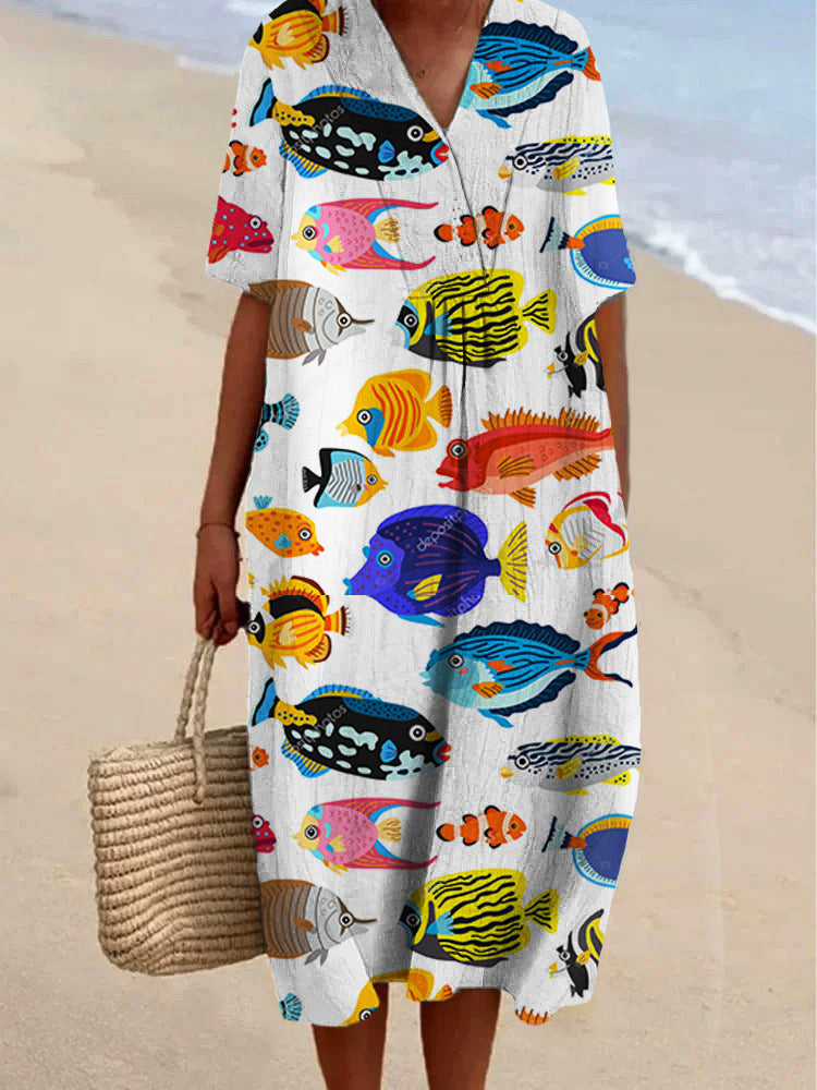 Womens Casual Dress With 3D-Printed Sleeves by Ricaloux