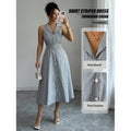 Elegant And Refined Casual Striped Dress For Women by Ricaloux