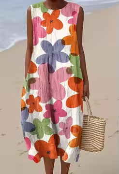 Retro-style Loose-fitting Beach Dress For Women by Ricaloux