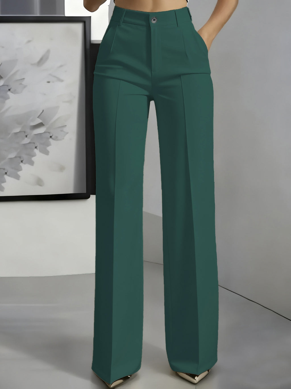 High-waisted Draping Straight-leg Minimalist Suit Trousers by Ricaloux