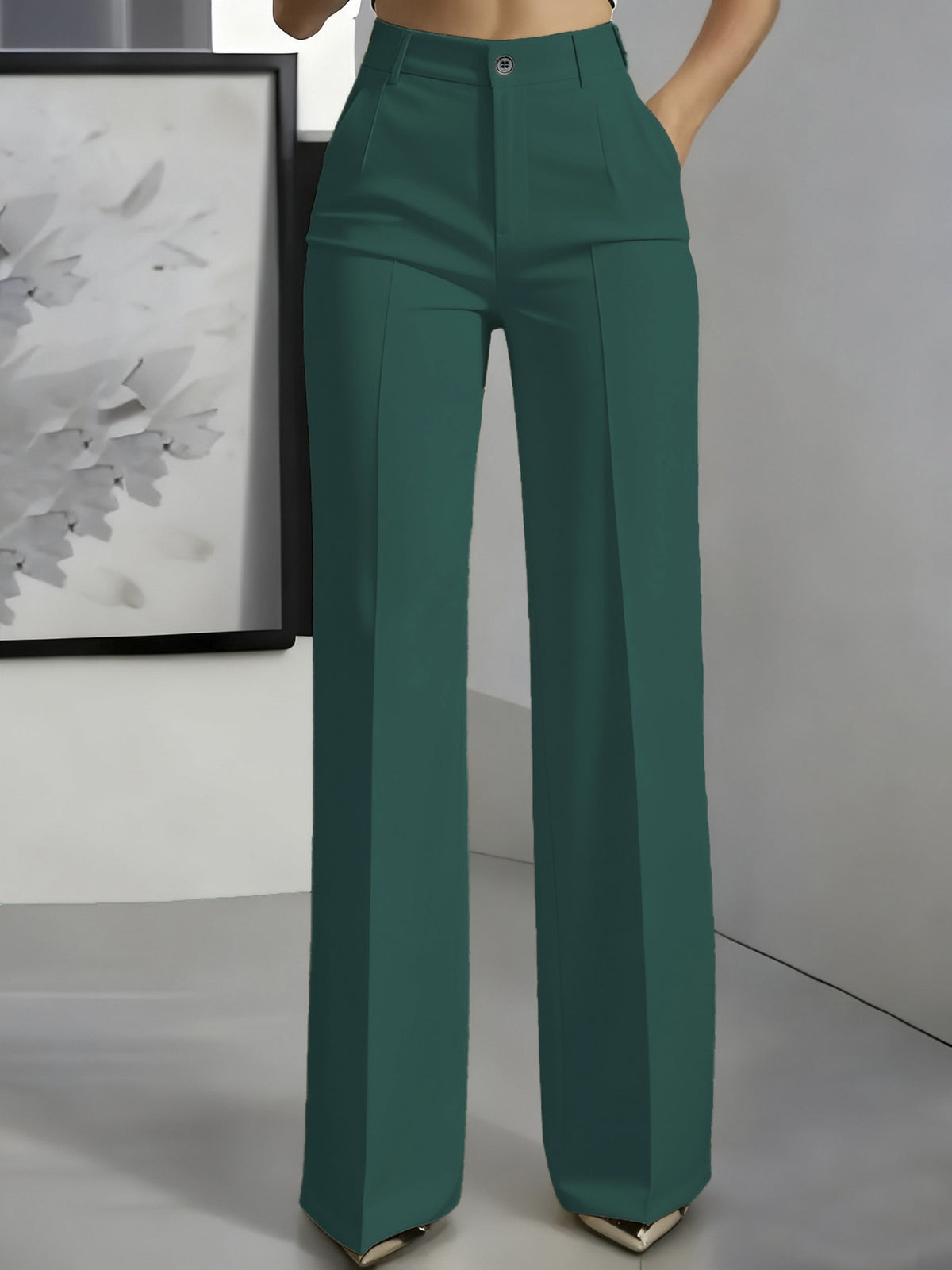 High-waisted Draping Straight-leg Minimalist Suit Trousers by Ricaloux
