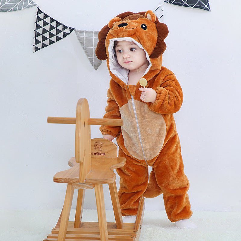 Clothes For Babies Autumn 3-year-old Baby Animal Jumpsuit Flannel Romper European And American Children's Wear - RICALOUX
