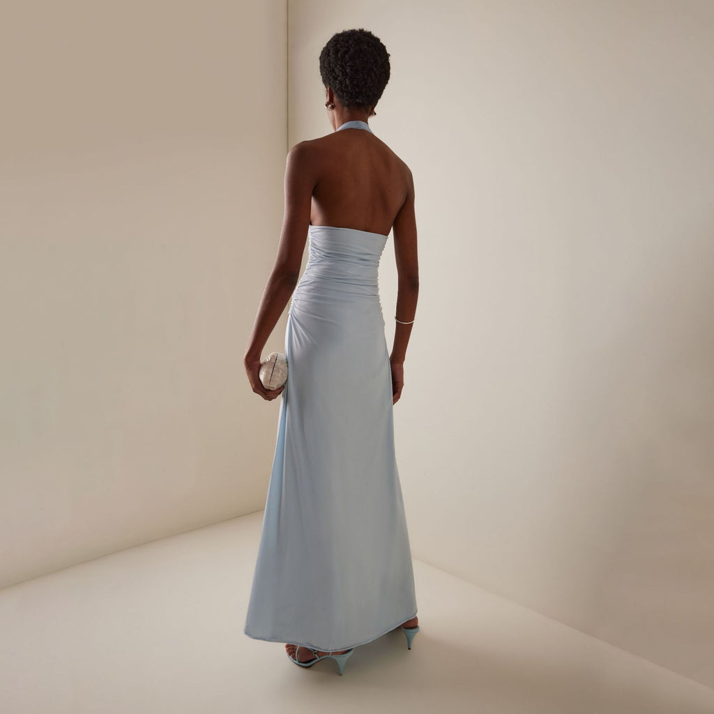 Deep-V Plunging Back Three-dimensional Floral Dress by Ricaloux