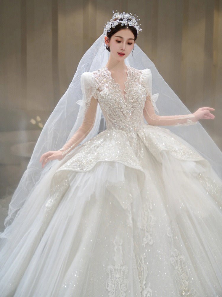 Bride Main Yarn Long Sleeve Heavy Industry Trailing French Retro Advanced - RICALOUX
