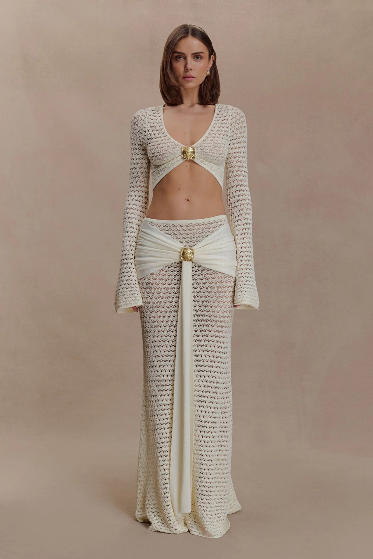 Womens Hollow-Out Solid-Color Resort-Style Set – Premium 0 | RICALOUX