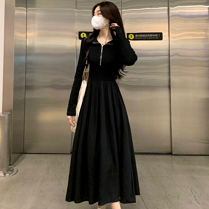 Womens Black Long-sleeve Casual Dress by Ricaloux