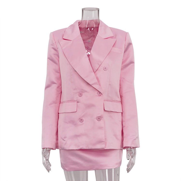 Double Breasted Oversized Blazer & High Waist Mini Skirt 2-Piece Suit – Premium 4 | RICALOUX