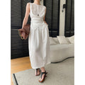 Split-neck Sleeveless Blouse And Elastic-waist Skirt Set – Premium 0 | RICALOUX