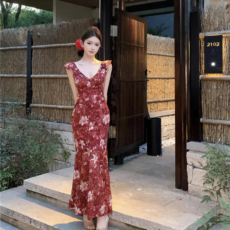 Summers New Slimming Flounce Maxi Dress by Ricaloux