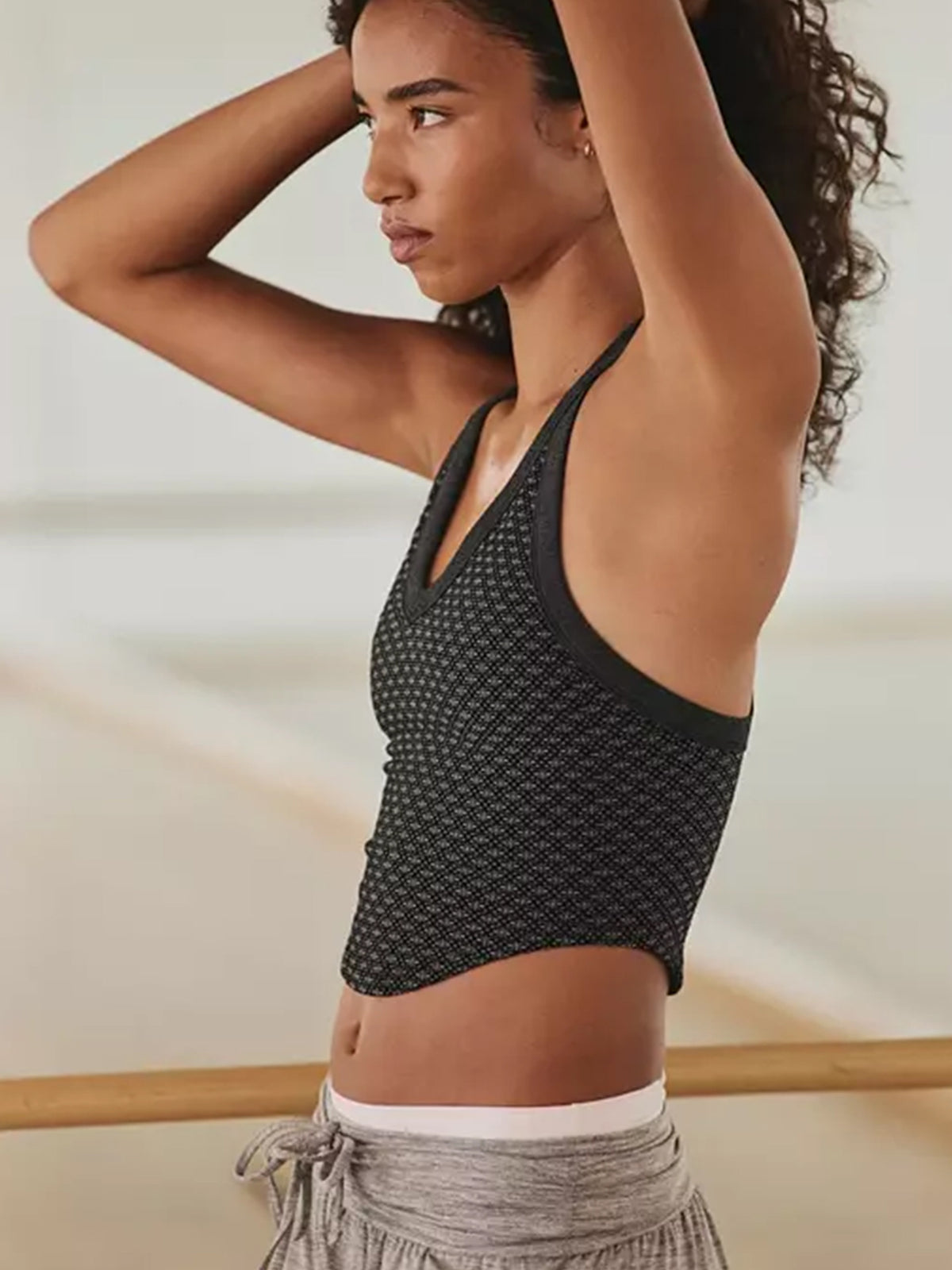 Jacquard Yoga Tank Top, Racerback Sports Bra With Padded Cups, Side Breast Support, V-Neck Sports Brassiere by Ricaloux