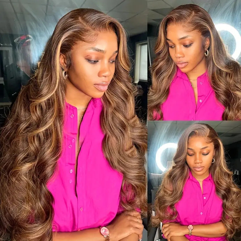 Front Lace Wig Medium Large Wave Long Curly Hair Full-head Wig Style by Ricaloux