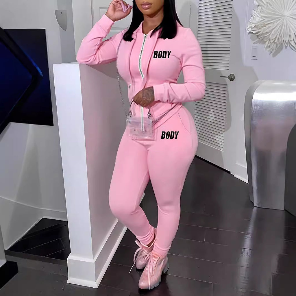 Womens Two-Piece Sweatshirt Set With Hoodie And Lettering Fashionable Outfit – Premium 0 | RICALOUX