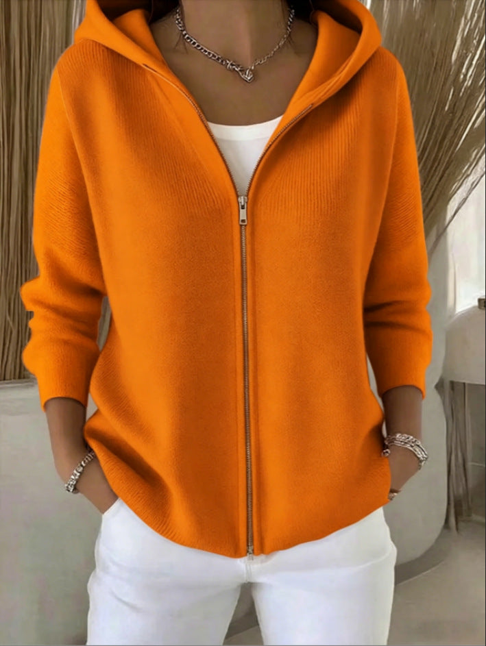 Zip-up Knitted Hooded Sweater Cardigan Coat by Ricaloux
