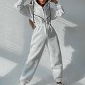 Casual Women Basic Hoodie Two Piece Sets Zipper Drawstring - RICALOUX