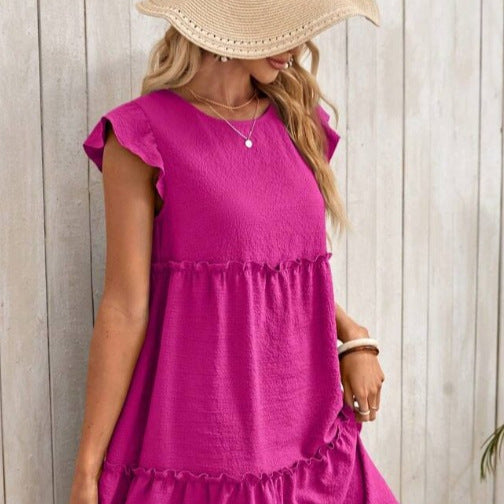 European And American-style Fashionable Thin Breathable Round-neck Sleeveless Dress by Ricaloux
