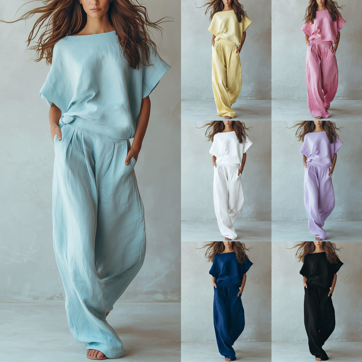 Loose-fit Figure-flattering Linen Two-piece Set by Ricaloux