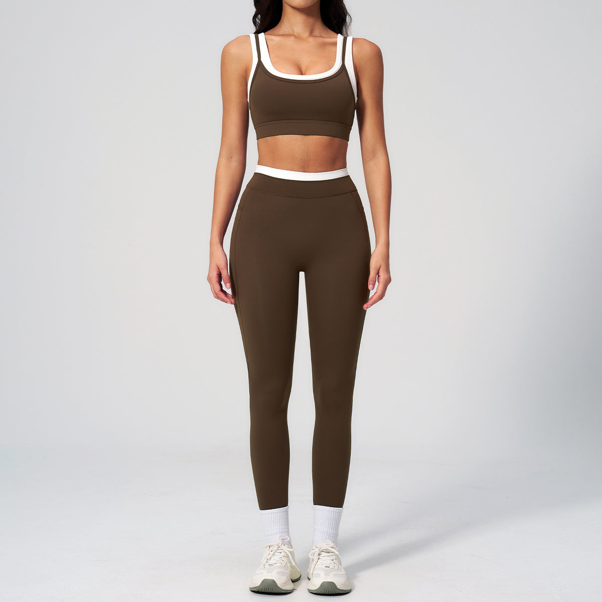 Contrast Nude Yoga Suit Thread by Ricaloux