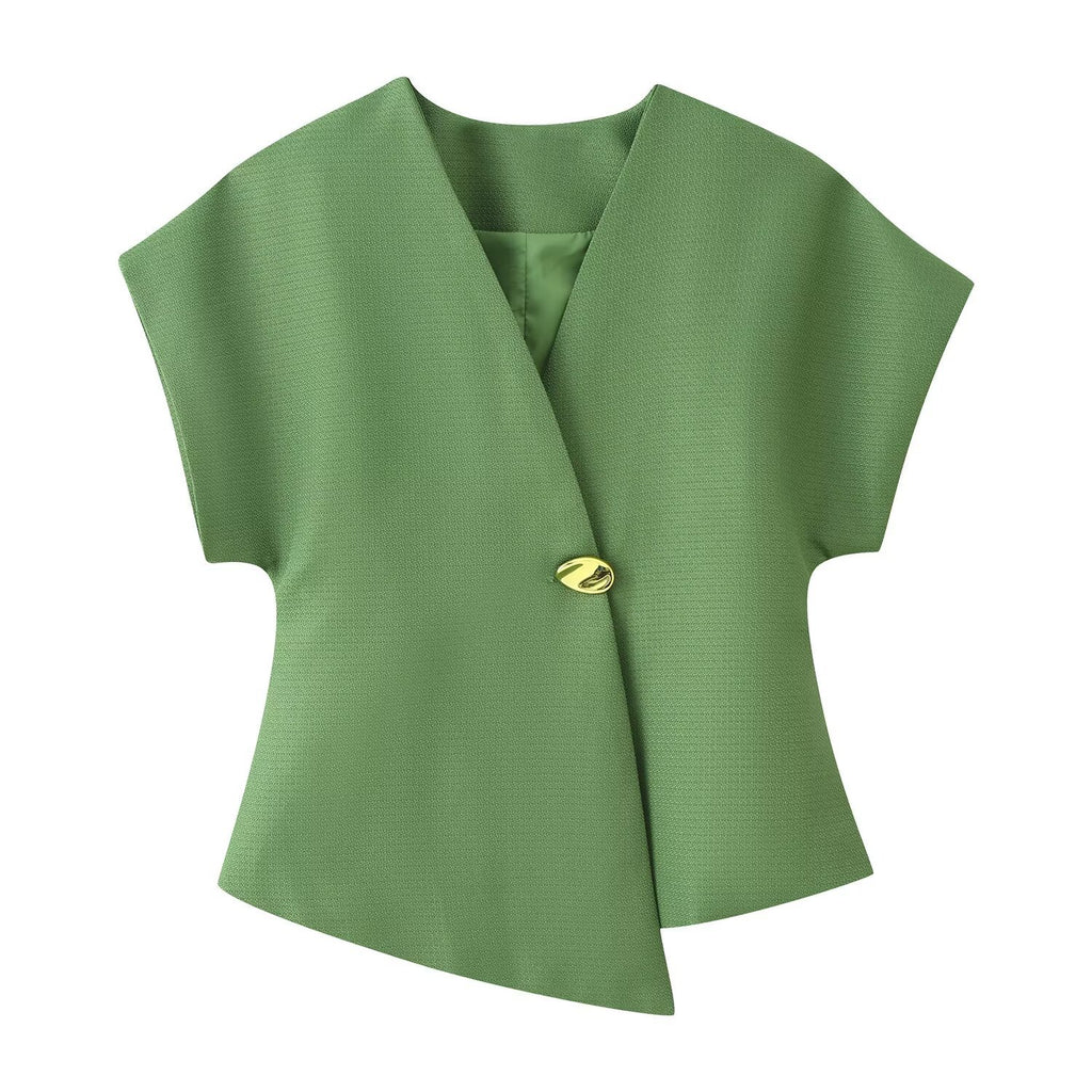 Womens Fashion Versatile Elegant Short-sleeve Blouse – Premium 0 | RICALOUX