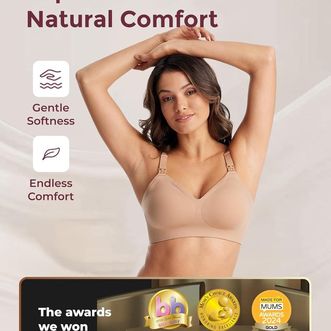 Womens Solid-color Minimalist Seamless Ultra-comfortable Maternity Bra by Ricaloux