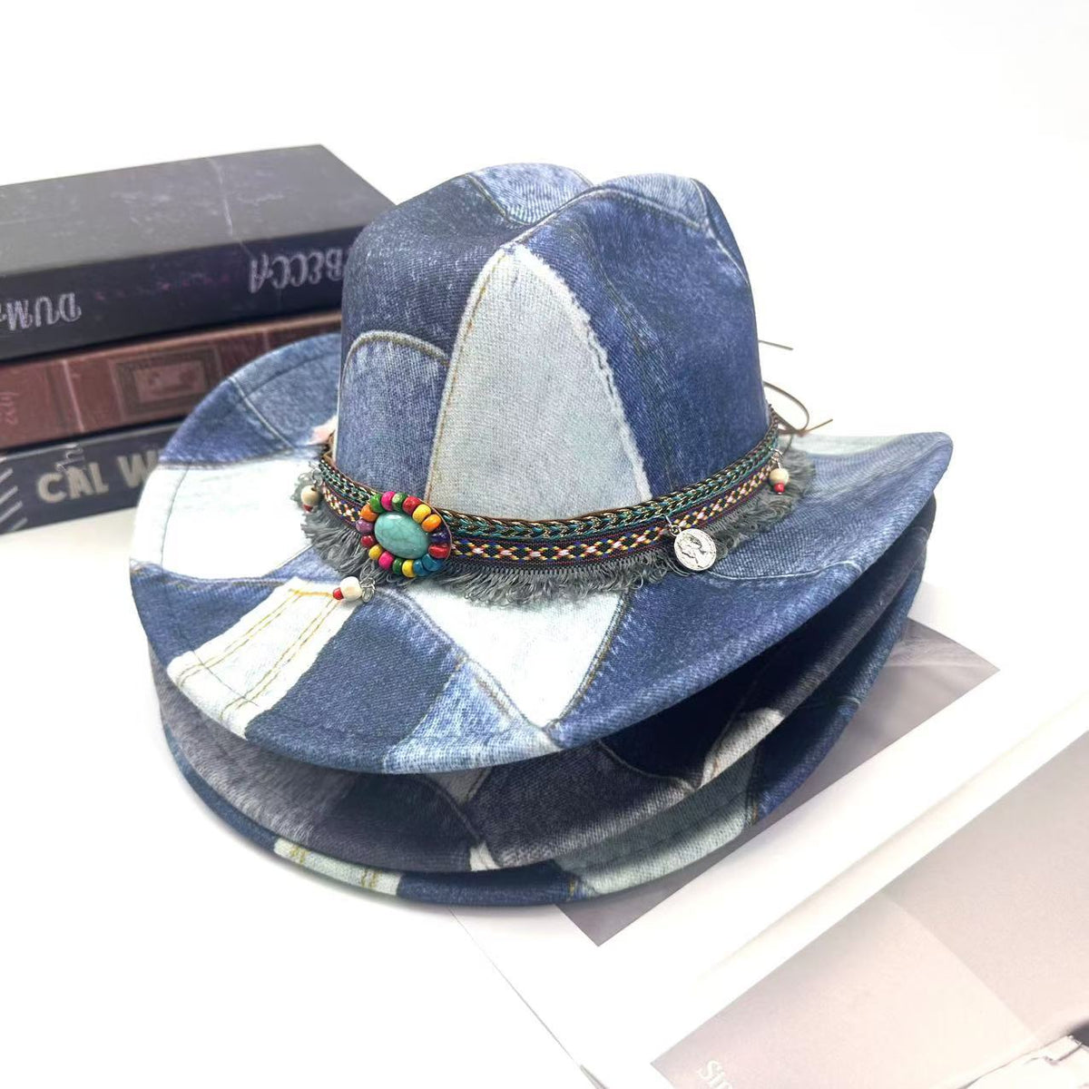Retro Distressed Color-block Flat-top Jazz Hat – Premium 0 | RICALOUX