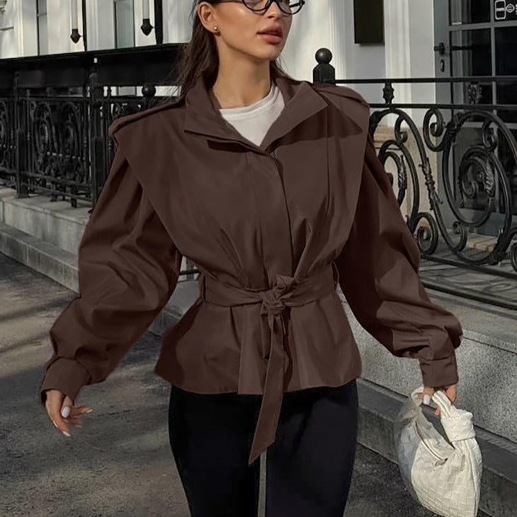 Womens Fallwinter Mandarin-collar Mid-length Coat by Ricaloux