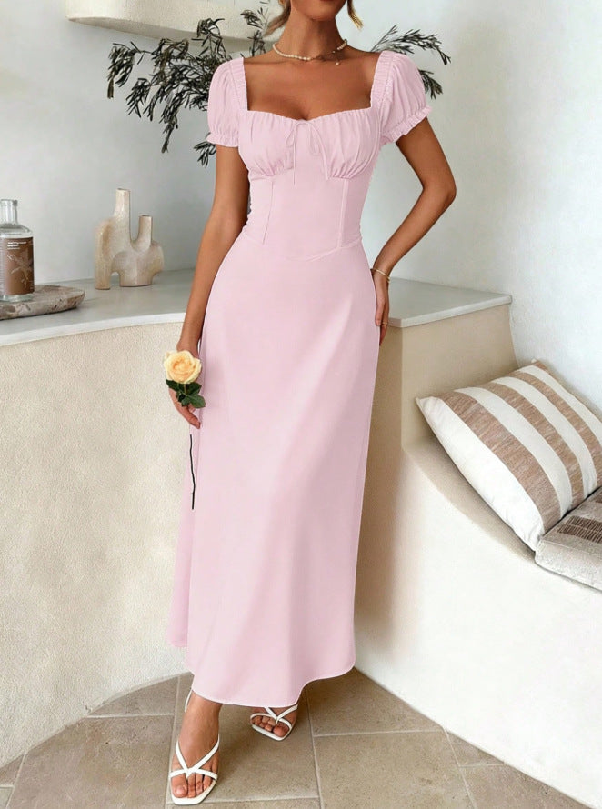 Womens Solid Color Fashionable Bandage Style Loose Dress by Ricaloux