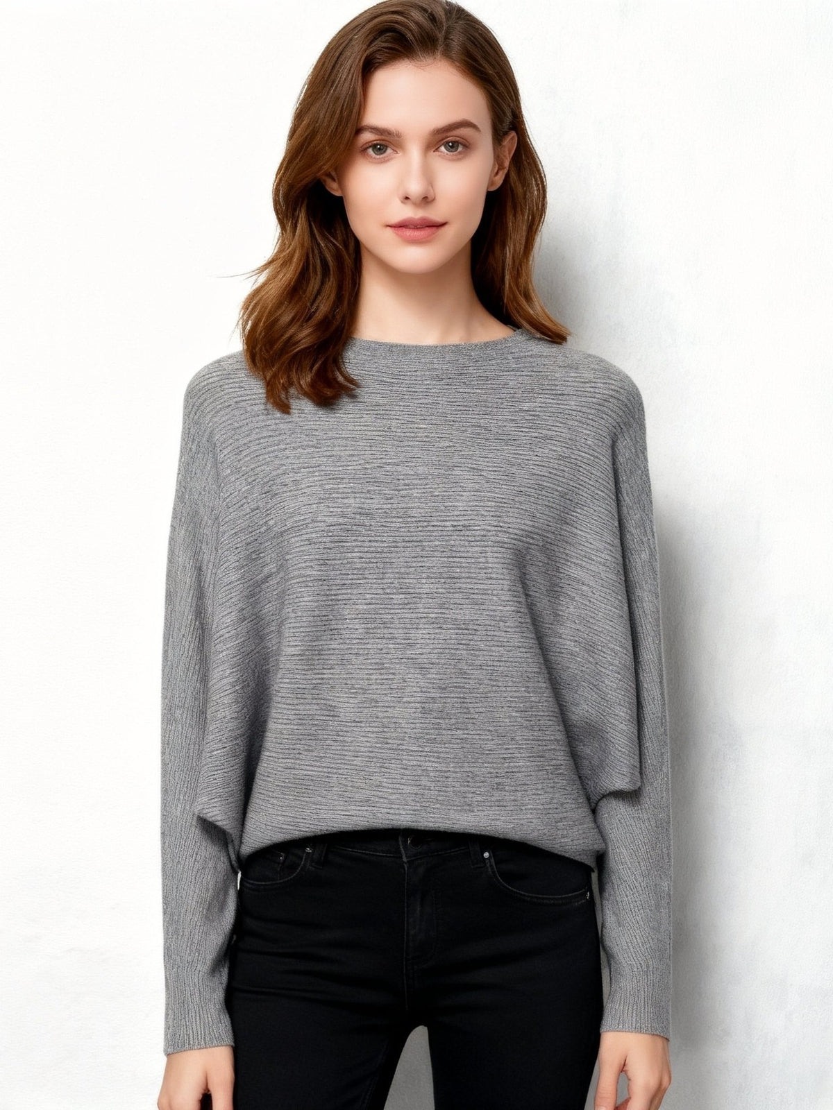 Halter-neck Batwing-sleeve Loose-fit Knit Sweater by Ricaloux