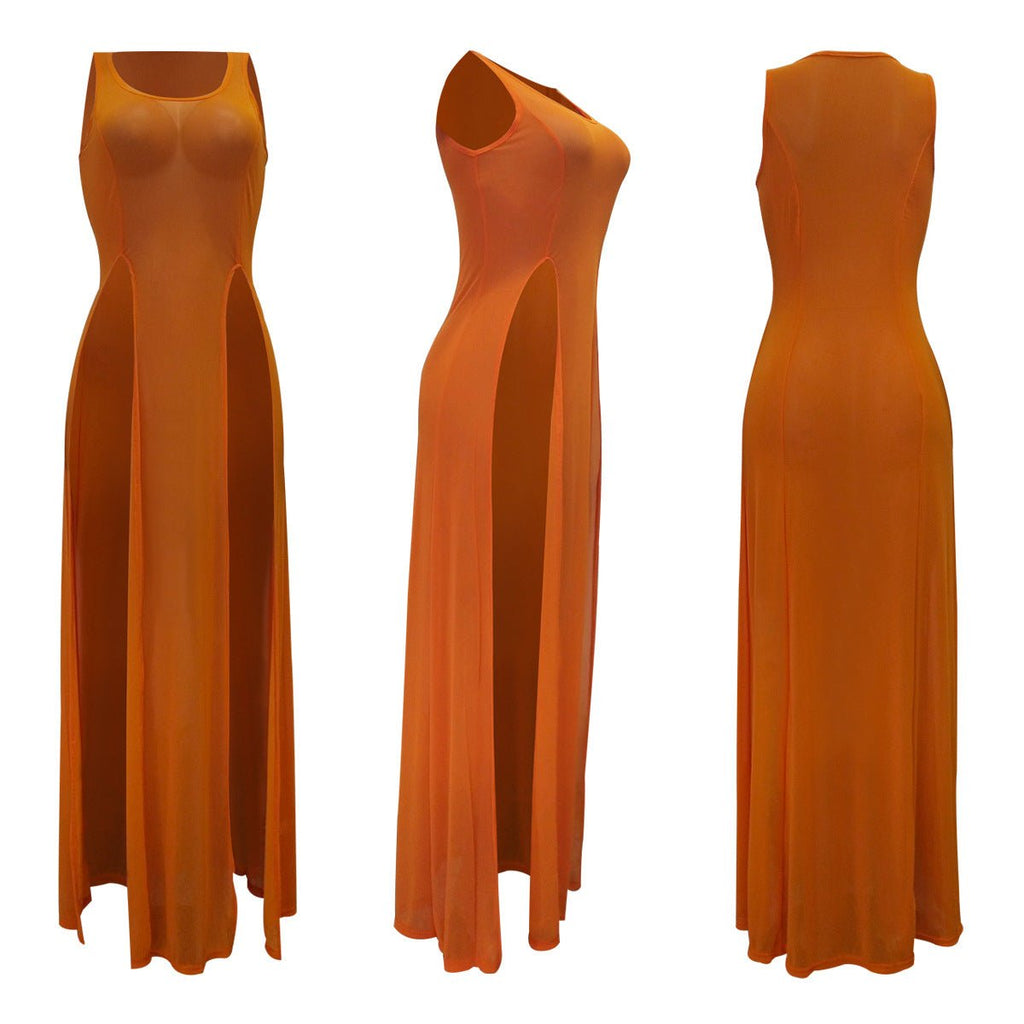 Split color sleeveless beach skirt - RICALOUX