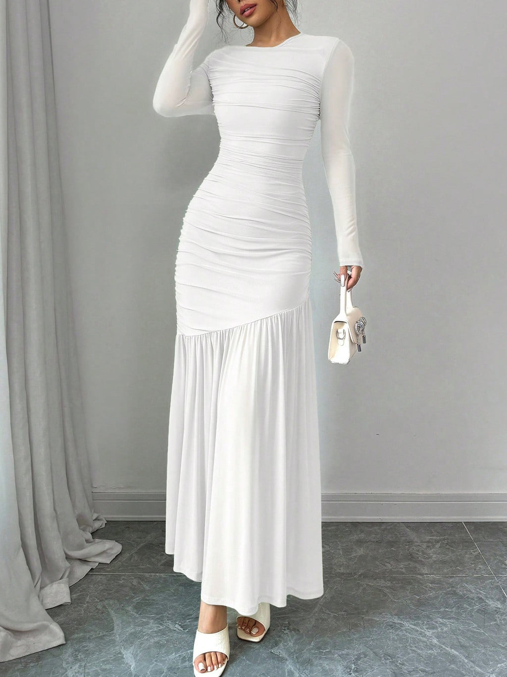 Fashionable Slim-fit Pleated Elegant Long-sleeve Dress – Premium 0 | RICALOUX