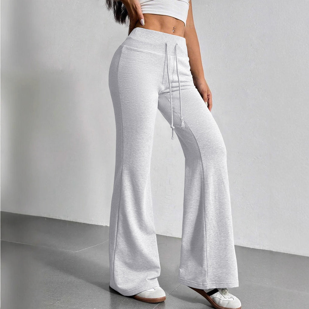 Fashionable Drawstring High-waist Casual Flared Trousers by Ricaloux