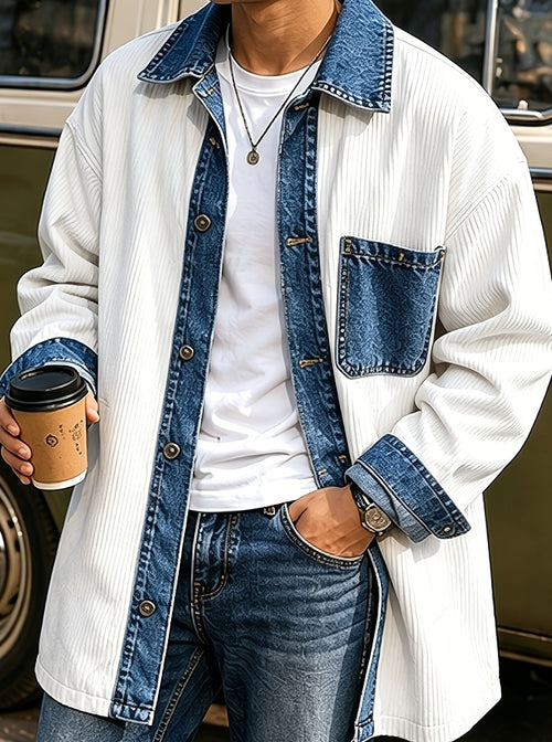 Design-inspired Denim Patch Lapel Coat by Ricaloux