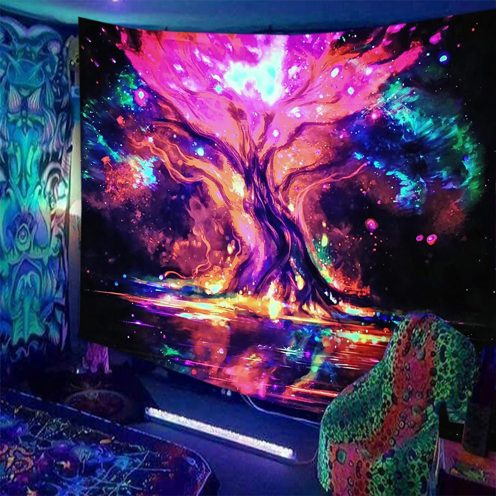 Skull Print Fluorescent Home Decor Tapestry - RICALOUX