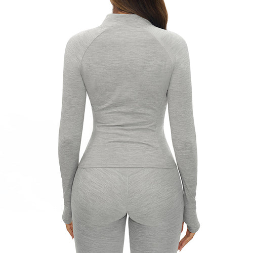 Brushed Long-sleeve Jacket With Zip Pockets Quick-drying And Form-fitting by Ricaloux