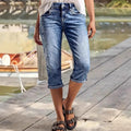 Crafted Wash Cuffed Hem Versatile Denim Mid-length Shorts by Ricaloux