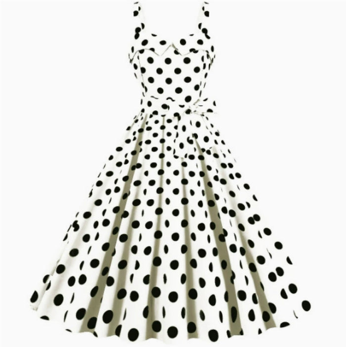 Polka-dot Print Vintage Swing Dress by Ricaloux