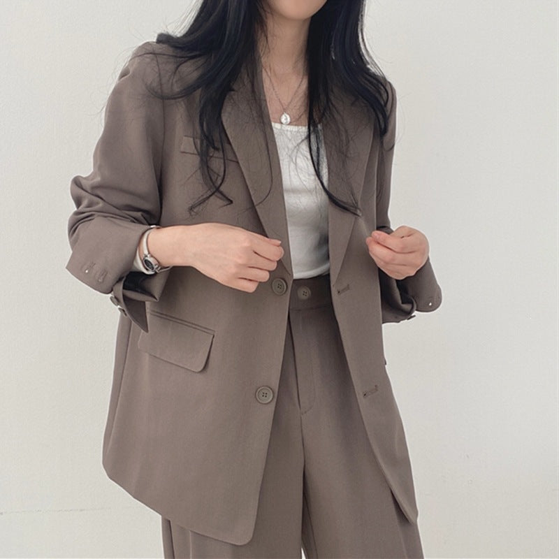 Womens Solid-color Loose-fitting Korean-style Versatile Blazer – Premium 0 | RICALOUX