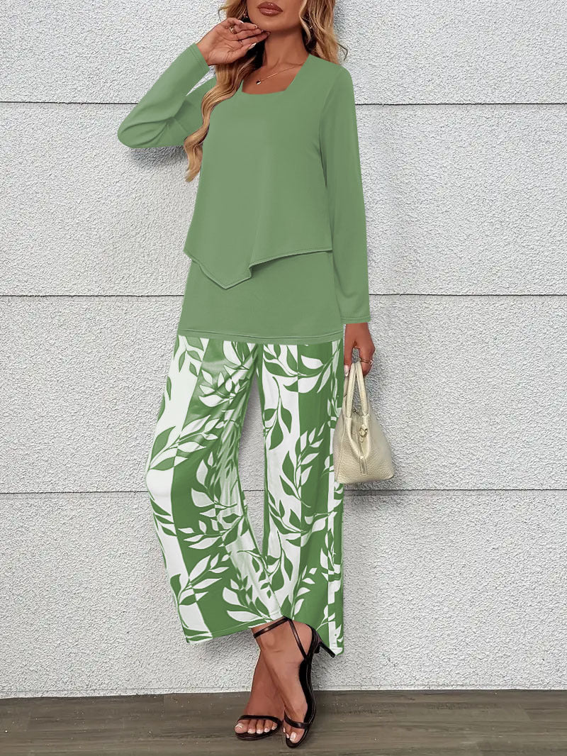 AutumnWinter Floral-Print Two-Piece Set by Ricaloux