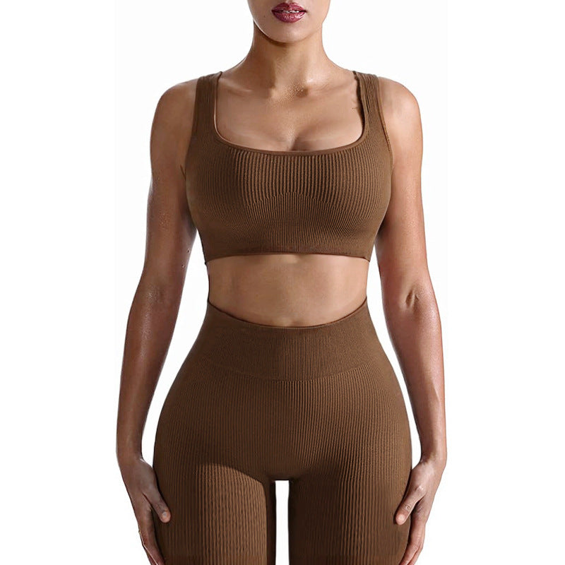 Seamless Yoga Training Threaded High-Elastic Fabric Outdoor Running Fitness Set For Women – Premium 0 | RICALOUX