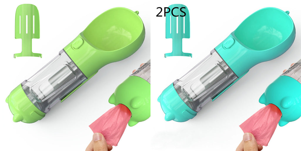 Pet Water Bottle Feeder Bowl Garbage Bag Storage Portable Pet Outdoor Travel 3 In 1 Dog Water Bottle by Ricaloux