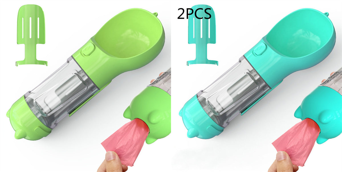 Pet Water Bottle Feeder Bowl Garbage Bag Storage Portable Pet Outdoor Travel 3 In 1 Dog Water Bottle by Ricaloux