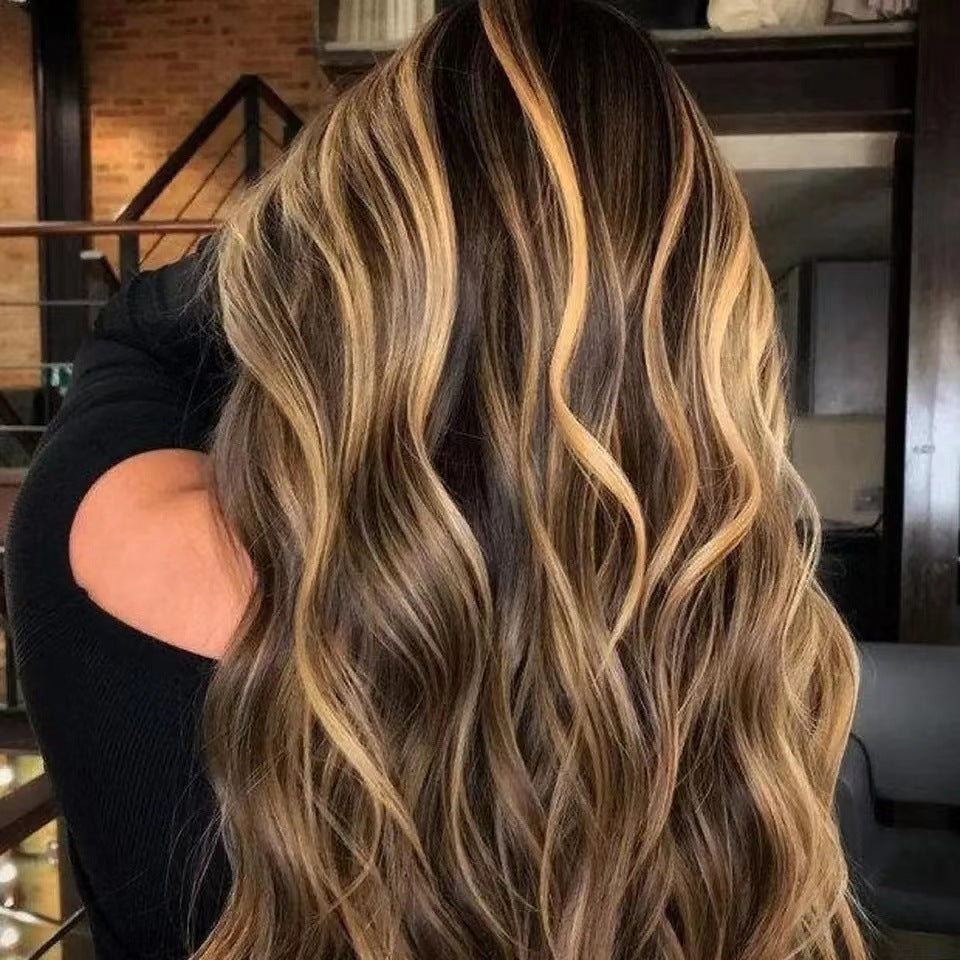 Front Lace Wig African Black Gradient Color Big Wave Wig Sheath – Premium 0 | RICALOUX