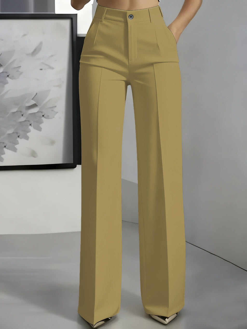 High-waisted Draping Straight-leg Minimalist Suit Trousers by Ricaloux