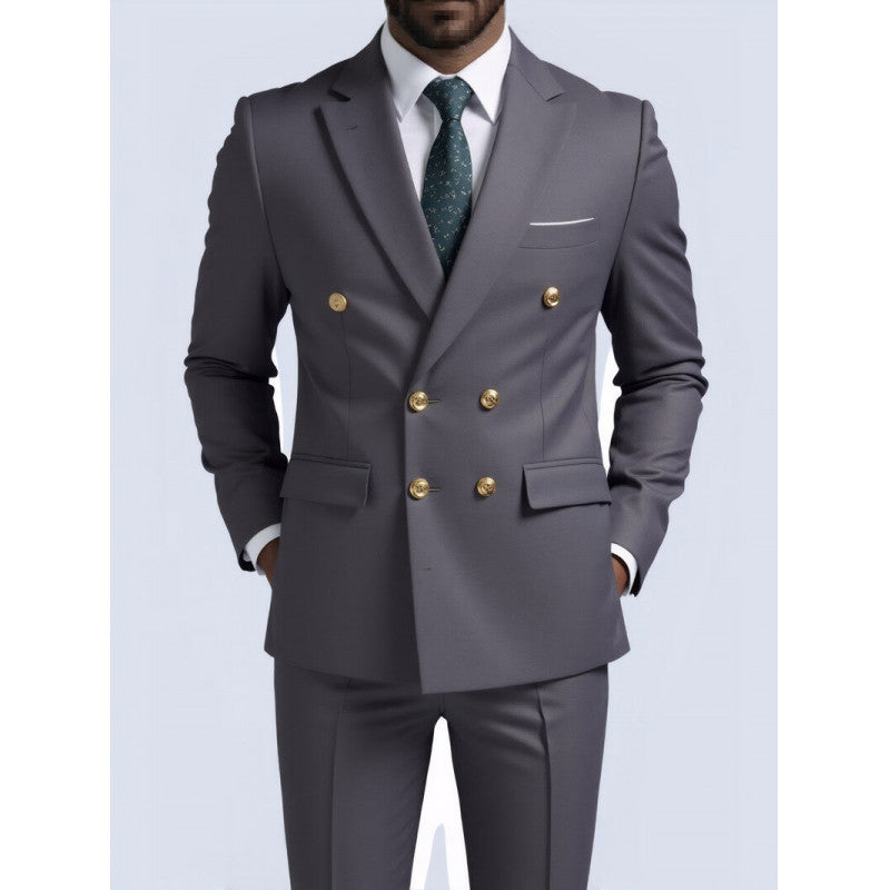 Mens Double-Breasted Fashionable Casual Blazer by Ricaloux